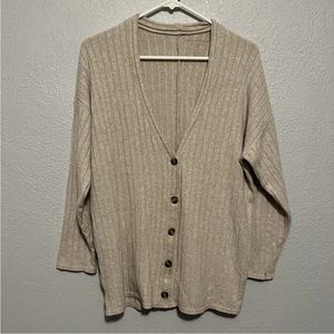 American Eagle Soft & Sexy Plush Oatmeal 5 Button Oversized Cardigan Size XXS